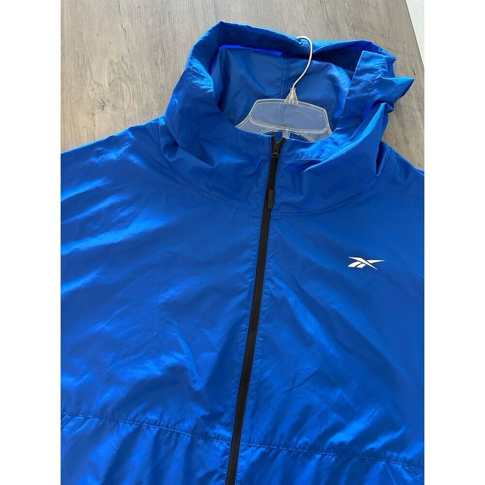 Reebok Speedwick Jacket Womens L Blue Windbreaker Full Zip Hooded